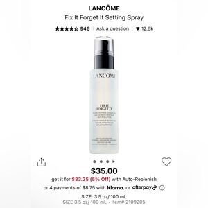 Lancôme NEW In Box Fix It Forget It upto 24H Makeup Setting Mist